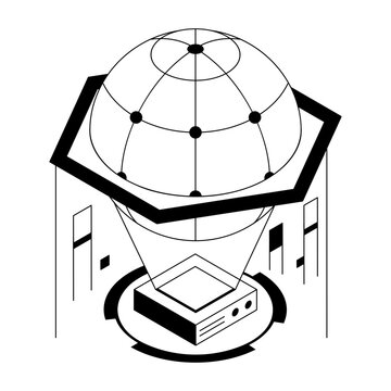An isometric style illustration showing a dns server