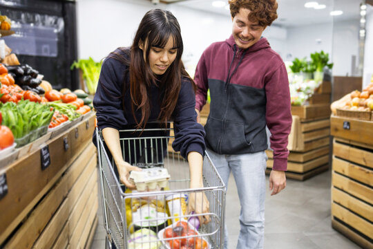 Shopping in a fruit store with fresh produce
