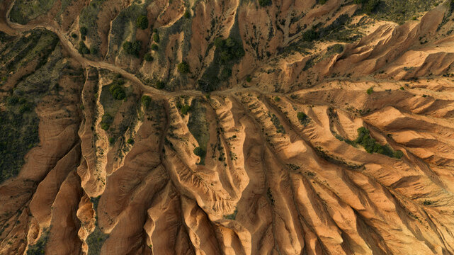 Sandy textures of Mingo Negro Badlands in Spain