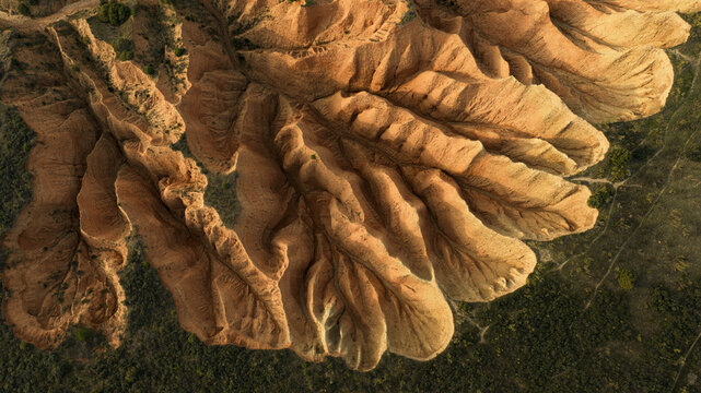 Aerial view of Mingo Negro Badlands in Guadalajara
