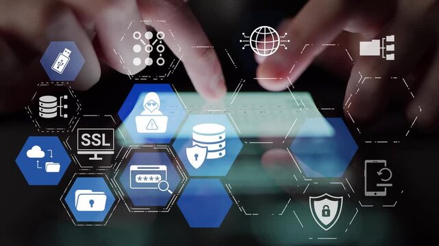 Data privacy and cyber security icons show encryption, data privacy safeguards, and cyber security defense. Data privacy ensures cyber security protection and access control. Funnel