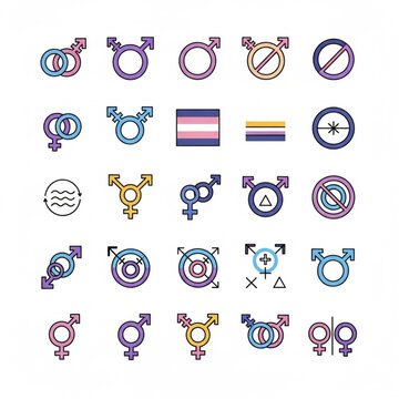 Collection of Gender Symbols and Pride Flags.