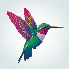 Fototapeta premium Colorful Hummingbird in Flight with Vibrant Feathers.