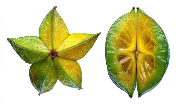 Starfruit close up on white background fresh carambola fruit isolated