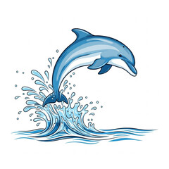 Fototapeta premium Dolphin Jumping Out of Water Splashing.