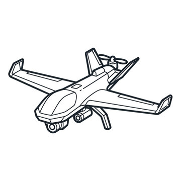 Drone Aircraft with Rotating Blades Illustration.