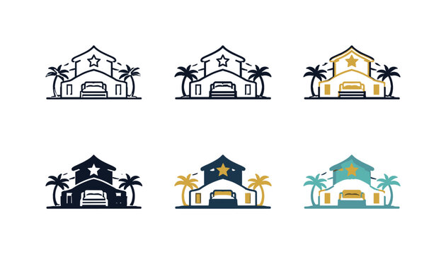 Elegant Icon Display. Icon concept focused on refined accommodation identity represented through a metaphorical structure that