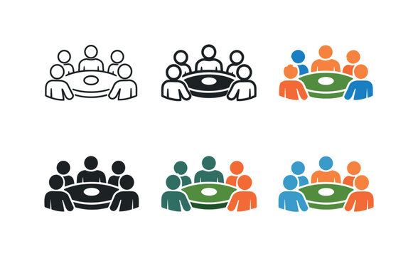 Central idea depicting a professional gathering for discussion and alignment, symbolized through a unified table form with