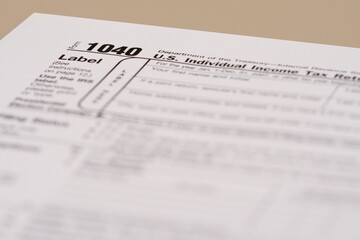 Obraz premium IRS Tax Form 1040 Closeup U.S. Income Tax Filing Concept