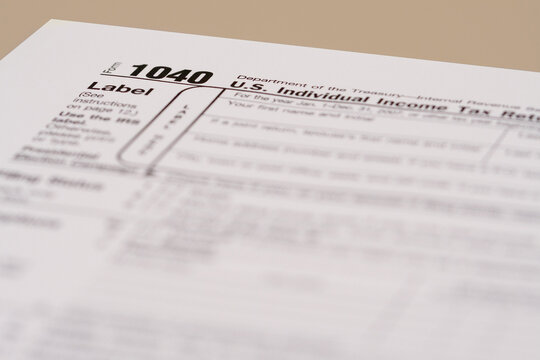 IRS Tax Form 1040 Closeup U.S. Income Tax Filing Concept