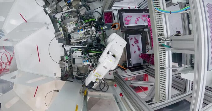 Automated robotic machine handling components in a cable production facility