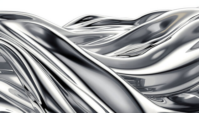 Undulating metallic liquid high fidelity surface wave smooth reflective chrome texture