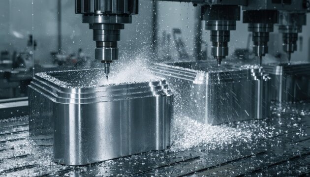 CNC machinery shaping stepped metal corner profiles with accuracy focusing on layered edge details and precise multilevel trim designs in a medium frame.