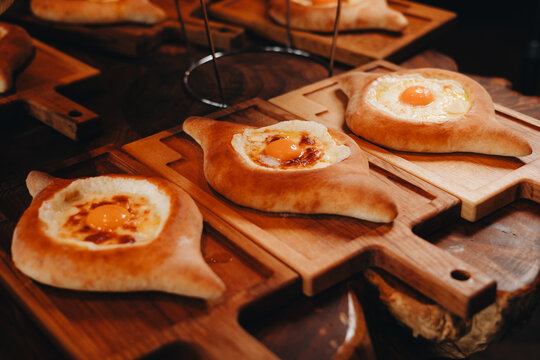 Delicious Khachapuri Bread with Egg Topping