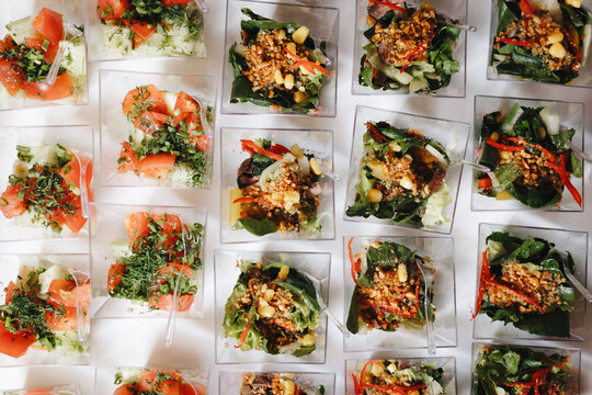 Assorted Vegetable Salads in Small Containers