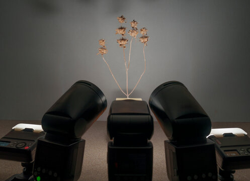 Five remotely triggered speedlight flashes showing versatility and creative potential of off-camera flashes
