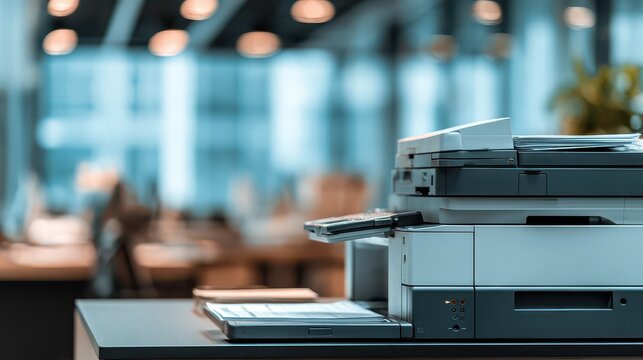 Modern office copier ready for busy workday tasks