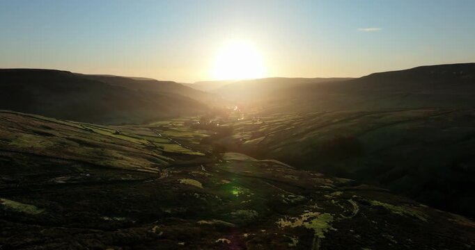 Sunrise over the hills in Swaledale