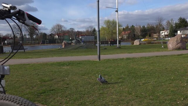 A city trip on a spring day, Grodzisk Mazowiecki near Warsaw, Masovia, Poland.