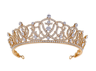 Isolated elegant golden tiara adorned with sparkling diamonds a symbol of luxury and royalty © Saoirse