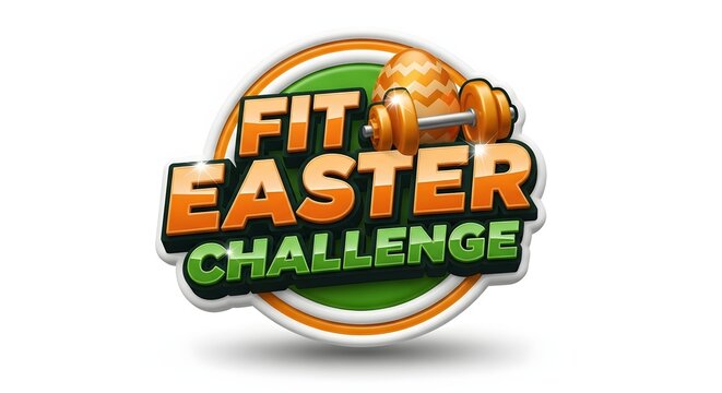 Fit easter challenge logo with egg and dumbbell