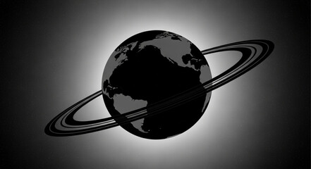 Saturn planet with rings in dark space. © wiwit