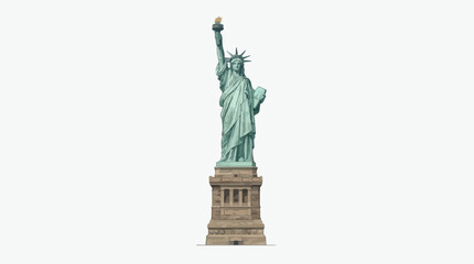 Fototapeta premium Iconic Statue of Liberty Isolated on a Crisp White Background, Symbolizing Freedom and Democracy, Perfect for Graphic Design and Educational Content