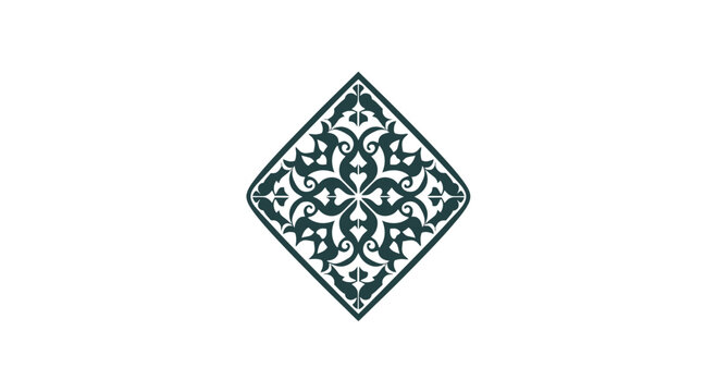 Ornate Diamond Shape with Floral Pattern.