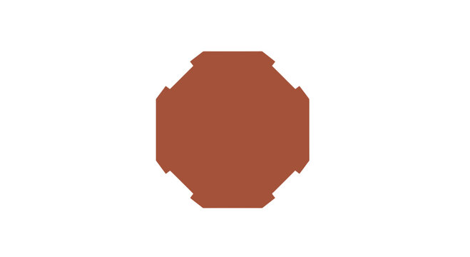 Brown Octagonal Shape on White Background.