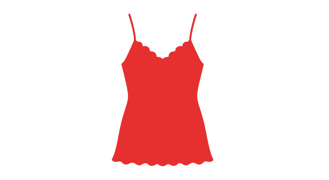 Red Lace Trim Nightdress on White Background.