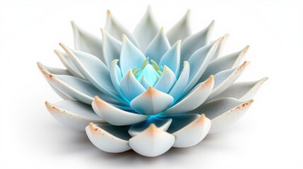Obraz premium Succulent plant displays beautiful rosette shape. Pale blue hues blend with subtle pink edges. Minimalist composition, soft lighting.