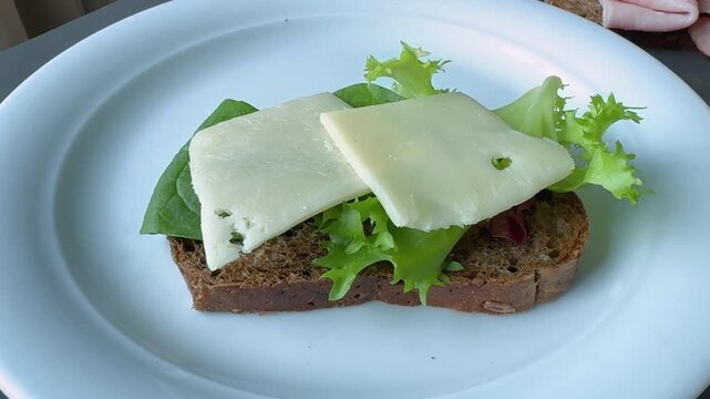 Making a Delicious Ham and Swiss Cheese Sandwich on Wheat Bread
