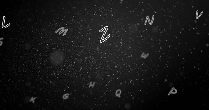 Animation of letters over black background