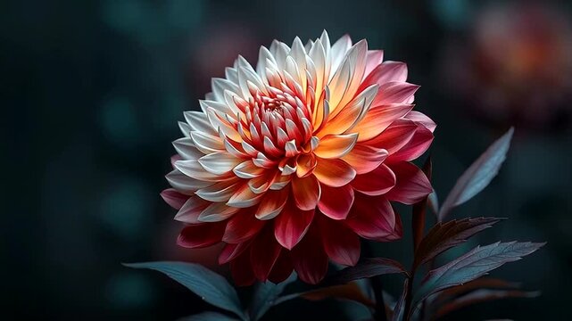 A vibrant dahlia flower in bloom.