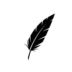 Obraz premium Black feather silhouette isolated on white.