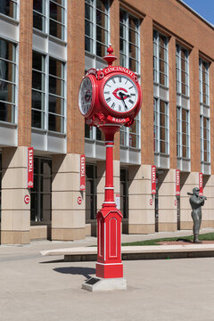 Clock outside Great American Ball Park. A gift from ex-Cincinnati Red Joey Votto, the clock was built by The Verdin Company.