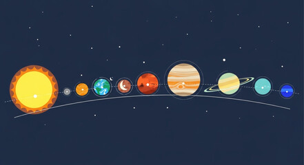Solar System Planets and Sun in Orbit. © Agos