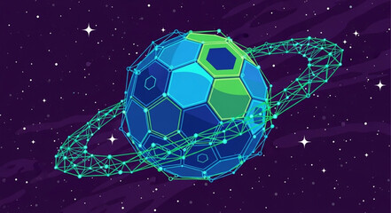 Abstract Planet Earth Soccer Ball Ring Space. © Kar