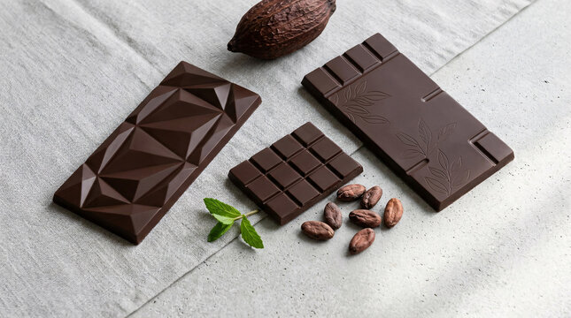 Chocolat noir et f&egrave;ves de cacao en composition gourmande