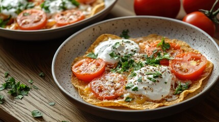 Delicious Omelette with Tomatoes and Herbs.