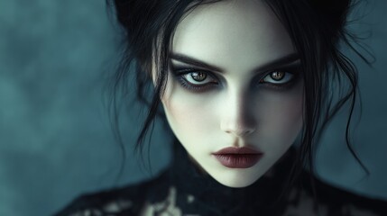 Mysterious Gothic Woman with Intense Eyes.