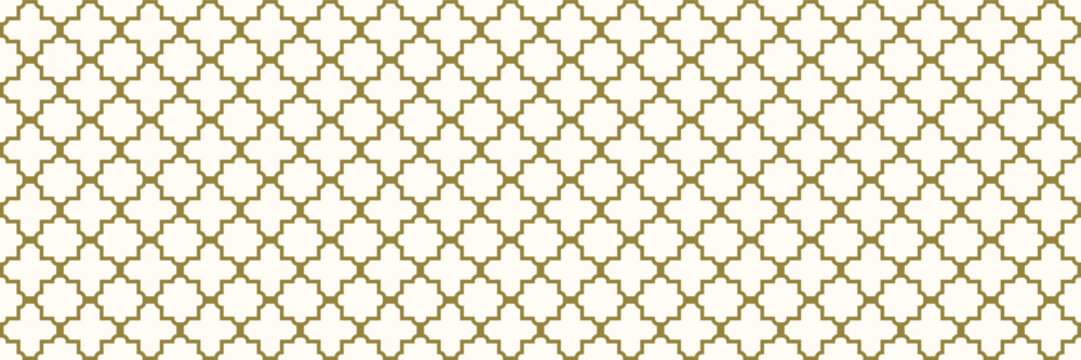 Seamless gold Islamic geometric vector pattern, elegant ornate background for Ramadan designs