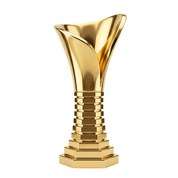 Shiny golden trophy award isolated on a white background transparent background