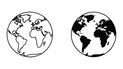 Black and white earth globe illustrations with day and night sides © SHAHRIYAR RASEL