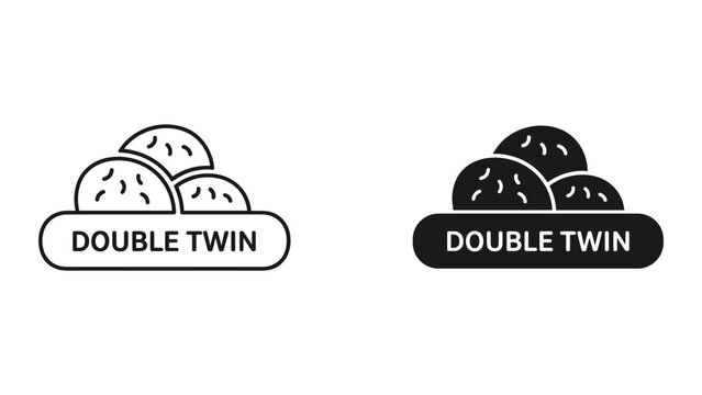 Double twin logo with bun icon in black and white on white background