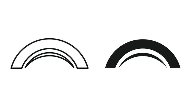 Black and white semicircle arc shapes in line and solid style