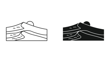 Obraz premium Black and white line art cake icons with different shading styles