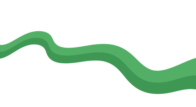 Abstract Green Wavy Line, Flowing Curve on White Background, Dynamic Shape
