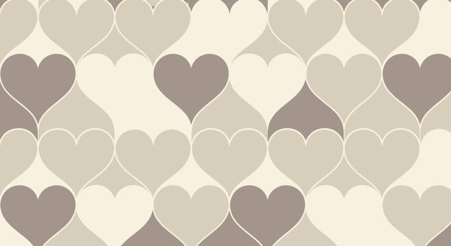 Seamless Pattern of Interlocking Hearts in Neutral Tones