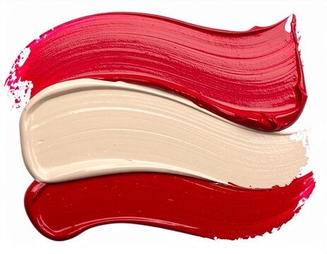 Mistura de tinta acr&iacute;lica vermelho e bege com tra&ccedil;os ricos e pigmentos em camadas 